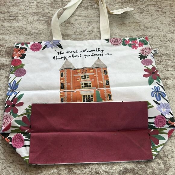 Floral Canvas Tote Bag for gardeners with Inspirational Quote nwt - Picture 8 of 8
